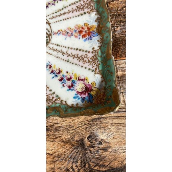 Vintage Platter Hand Painted Real Gold Trim Jewelry Home Decor Ceramic - Picture 3 of 6